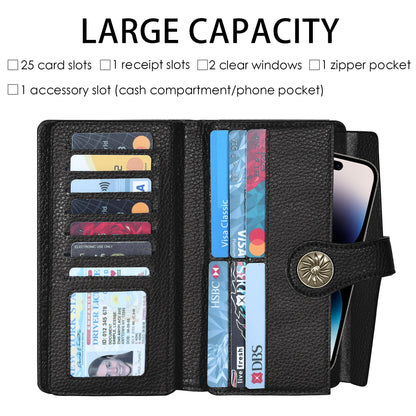 Travelambo Women's Wallet RFID Blocking Trifold Clutch Large Capacity Credit Card Holder Travel Purse