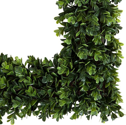 Pure Garden Boxwood Wreath - 16.5-Inch Square UV Resistant Artificial Spring, Summer, Fall or Winter Wreath - Outdoor/Indoor Wreaths for Front Door