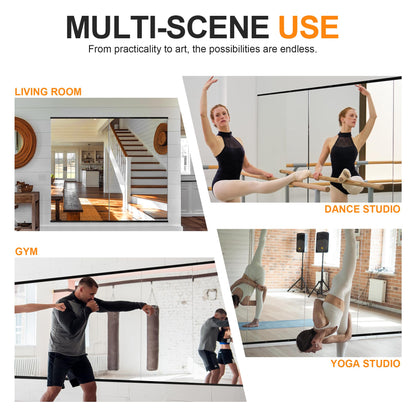 Delma Home Gym Mirror, 48''x28''x2PCS Black Wall Mounted Large Frameless Tempered Glass Wall Mirror for Home Gym, Garage, Bedroom, Bathroom