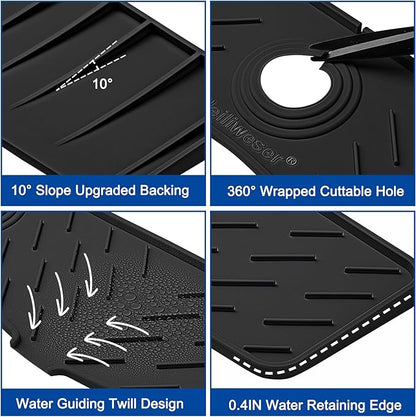 Meiliweser Faucet Mat for Kitchen Sink – 24” x 5.1” Extra-Long Silicone Splash