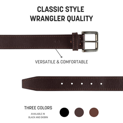 Wrangler Men’s Leather Country Casual Every Day Dress Belt for Jeans, Khakis Brown 38