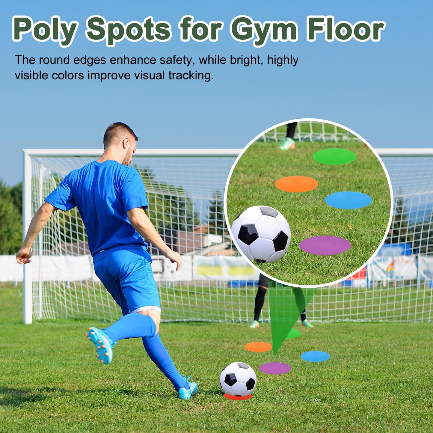 YELARXI Spot Markers for Agility Dot, Non-Slip Poly Spots Floor Dots Flat Field Soccer Training Equipment 9 in & 8 Pcs & Black -Fitting for (Gym/Sports/Training/PE Games/Dance)