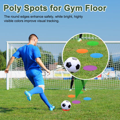 YELARXI Spot Markers for Agility Dot, Non-Slip Poly Spots Floor Dots Flat Field Soccer Training Equipment 9 in & 8 Pcs & Black -Fitting for (Gym/Sports/Training/PE Games/Dance)