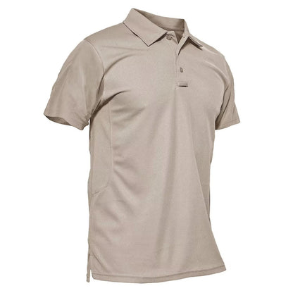 MAGCOMSEN Mens Polo Shirts Short Sleeve Golf Outdoor Dry Fit Polo Shirt Work Tactical T Shirt Khaki M
