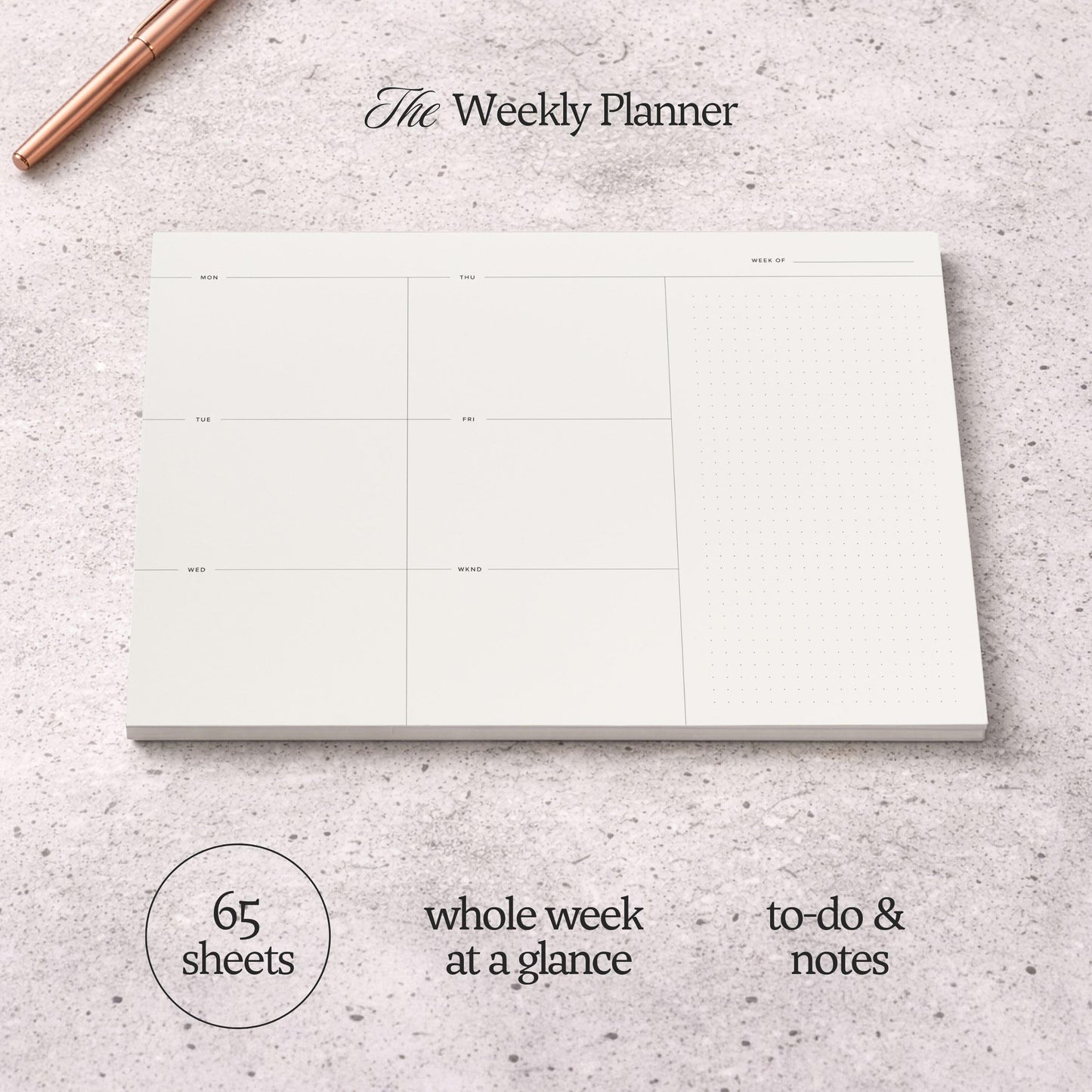 Weekly To-Do List Notepad – Desk Pad for Work and Study, Minimal, 11.7x8.3 Inches