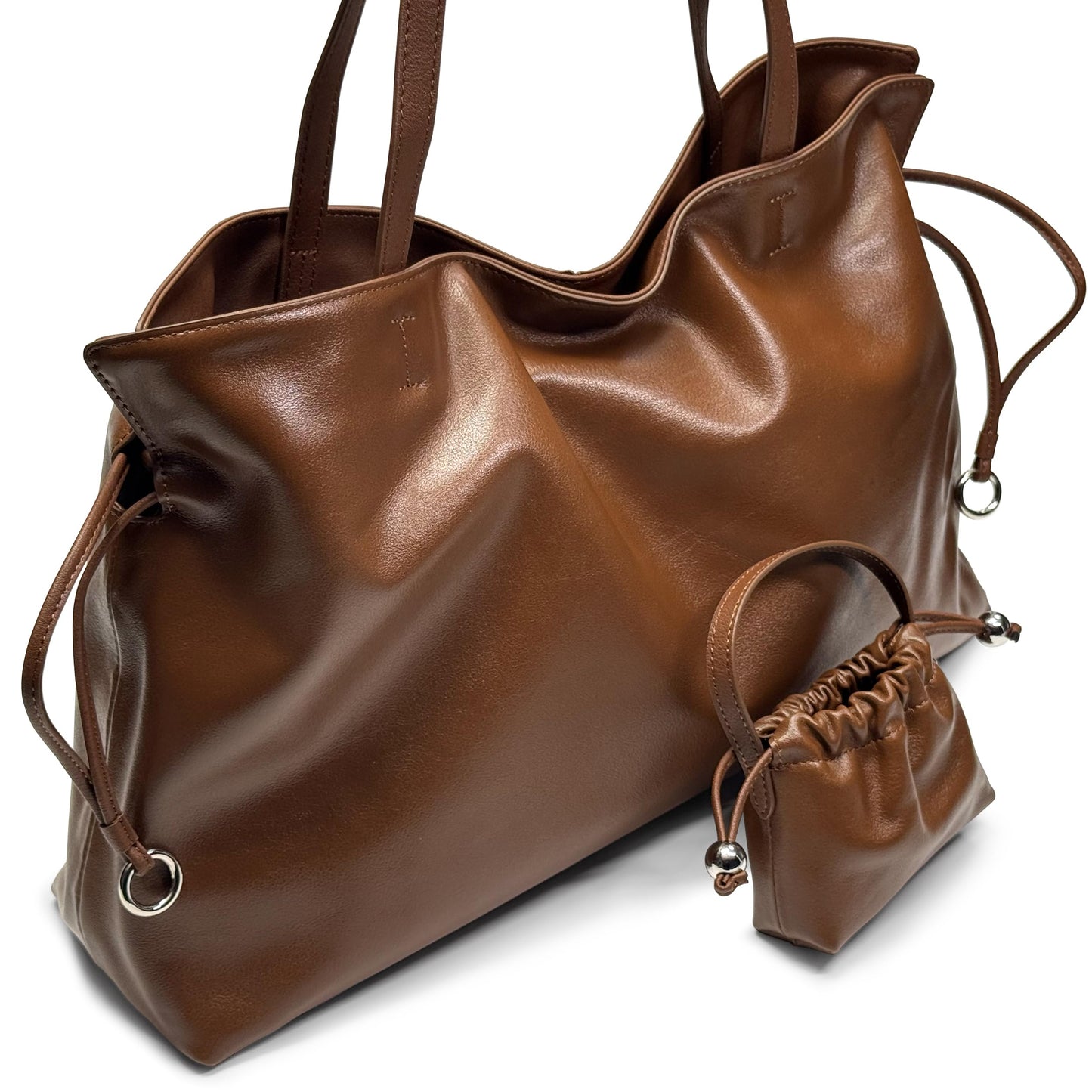 Women's Top Grain Leather Tote Bag Slouchy Hobo Work Purse Large Commuter Shoulder Bag Fits 14 Inch Laptop