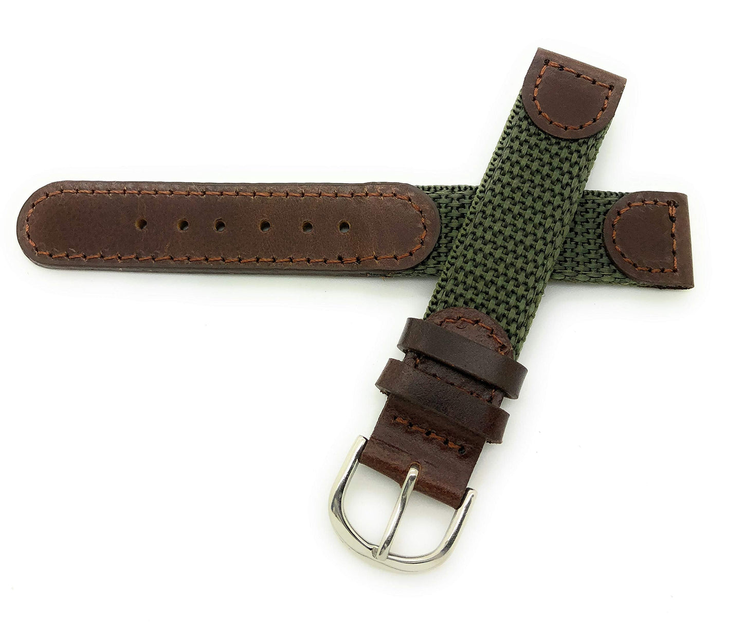 16mm Canvas Nylon Leather Watch Band (green)