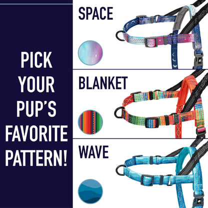 Leash Boss No Pull Dog Harness - Easy Walk for Small, Medium, Large Pets - Reflective No Pull Pet Harness with Rear and Front Clip - Large Blanket Pattern Design with Handle