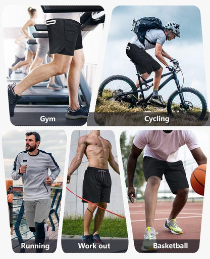 OCYMA 3 Pack Men's 2 In1 Gym Shorts Men with Pockets 7 inch Workout Shorts Men Running Shorts with Liner&Towel Loop
