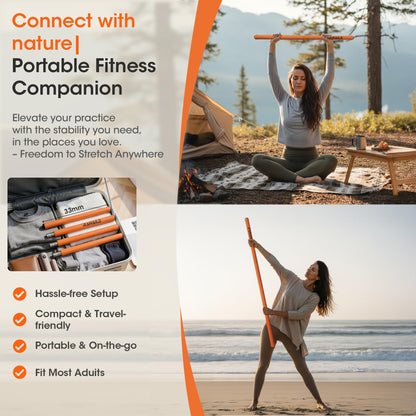 RAWAILD Yoga Stick, Upgraded 5ft Sturdy Steel Mobility Stick, Adjustable Exercise Equipment for Stretching, Flexibility & Balance, Physical Therapy & Posture Correction, Shoulder & Back Relaxation