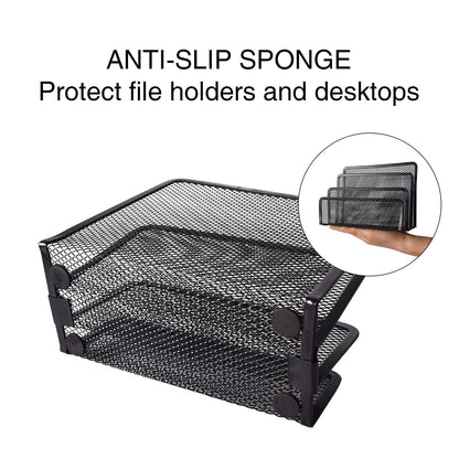 wishacc Desk Mail Organizer Small File Holders Letter Organizer Metal Mesh Document/Filing/Folders/Paper Organizer for Desktop