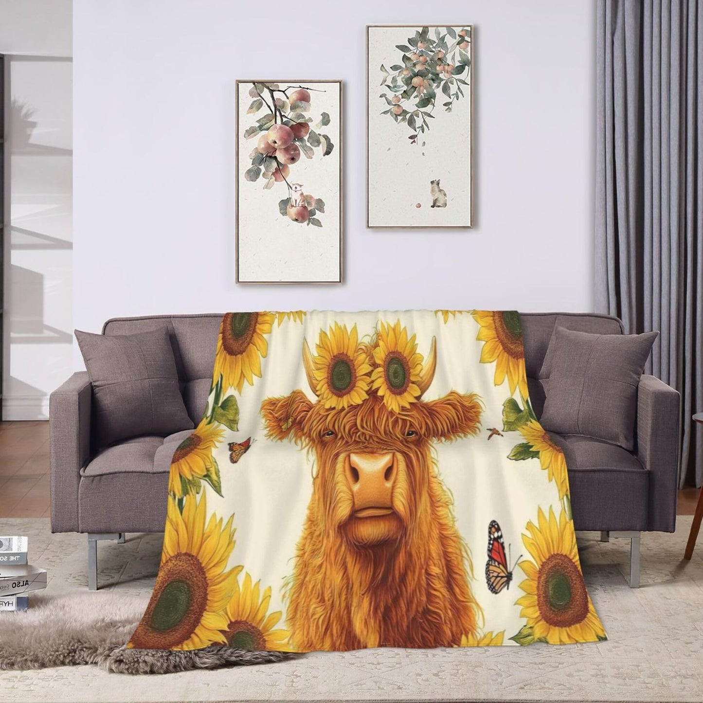 Highland Cow Blanket Cow Throw Blanket Super Soft Plush Flannel Bedding Gifts for Boys Girls Men Women Lovers Adults Stuff for Sofa Bed Room Decor 40"X50"