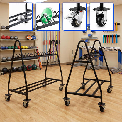 Silipull Mobile Shot Put Discus Storage Rack Cart Heavy Duty Athletic Throwing Equipment Trolley with 4 Wheels, Holds 15 Discus & 20 Shot Put for Gym, School PE and Track & Field Gear Organizer
