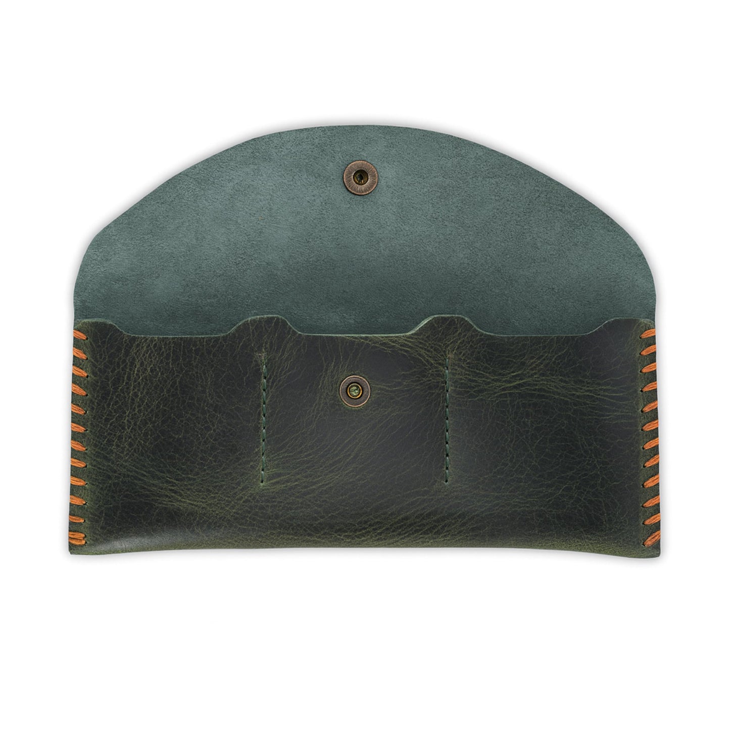 TheAntiq Green Leather Currency Pouch Money Bag with 3 Credit Card Wallet | Genuine Leather Currency Organiser For Men & Women | Handmade Dollar Bills Organiser Money Pouch Cash Bag