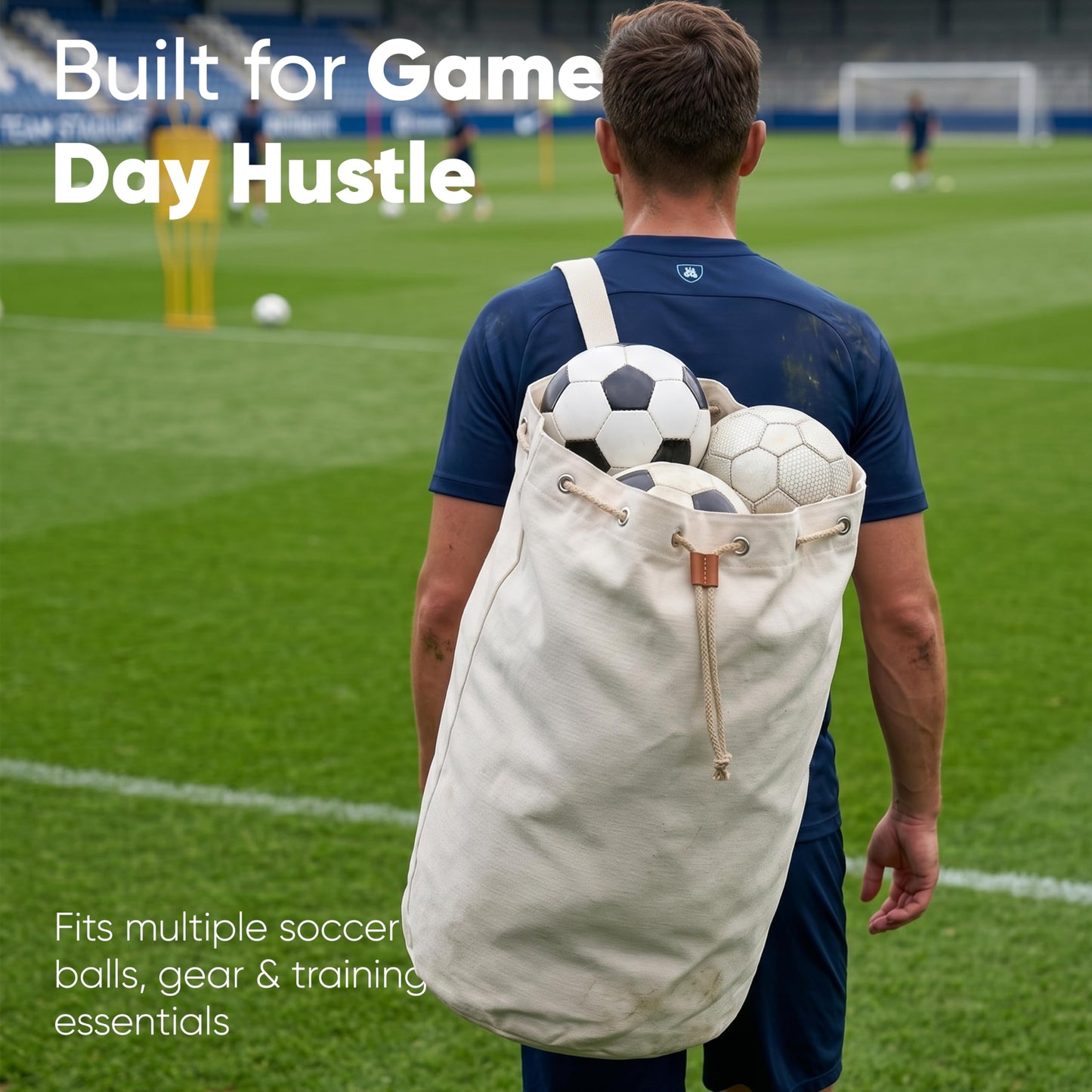 Handy Laundry Canvas Duffel Bag - Drawstring, Leather Closure, Shoulder Strap. (2-PACK)
