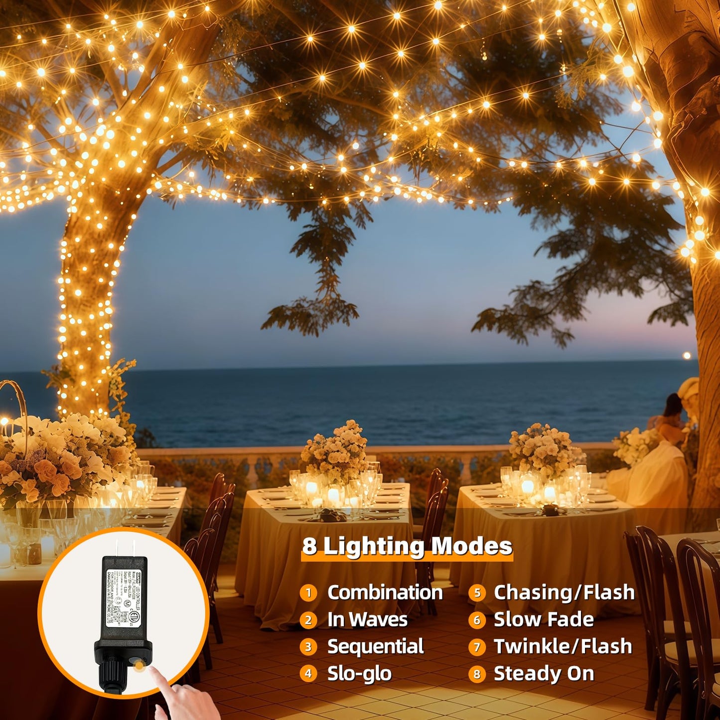 AHAWILL Warm White Christmas Lights Outdoor,166FT 500LED String Lights with 8 Modes,Christmas Tree Lights Indoor Plug in,Waterproof Twinkle Fairy Lights for Party,Classroom,Home Decor