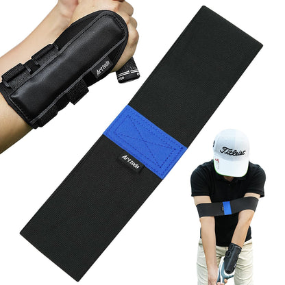 Arttodo Golf Training Kit with Arm Band & Wrist Strap, Golf Swing Training Aid to Correct Wrist Angle and Develop Muscle Memory for Beginner Golfers