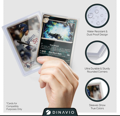 Dinavio Crafthouse 1000 Premium Card Sleeves + Top Loaders for Cards - 35pt Toploaders 3x4 - Compatible with PKMN Baseball MTG Lorcana YGO (500 Top Loaders + 500 Sleeves)