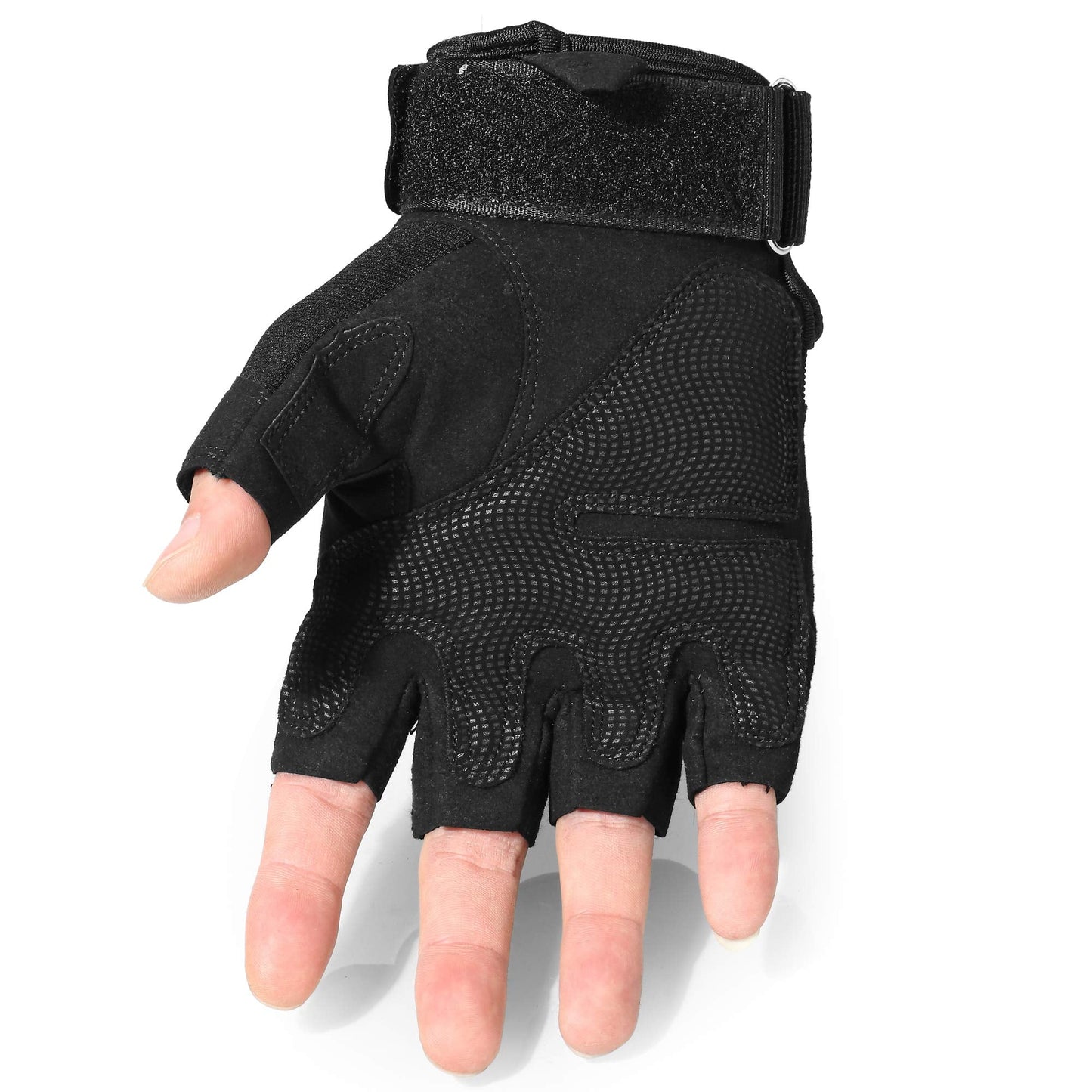 WTACTFUL Tactical Gloves Fingerless Half Finger Gloves for Driving Paintball Airsoft Riding Motorcycle Motorbike Hunting Cycling Work Men Women Size Large Black
