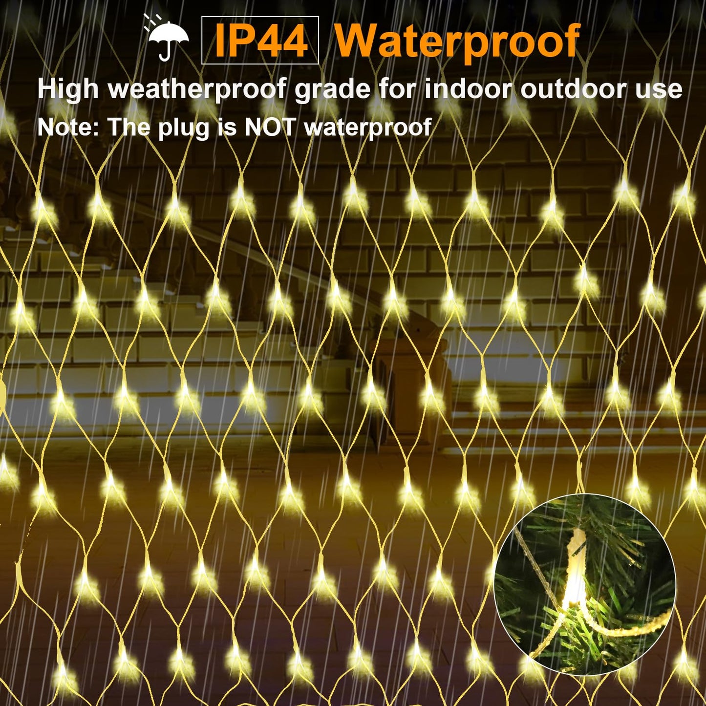 (Upgraded) Outdoor Christmas Lights, 360 LED Christmas Net Lights, 12x5Ft Outdoor String Lights, 8 Modes Waterproof Christmas Decorations for New Year, Bushes, Gardens, Lawns, Patio - Warmwhite