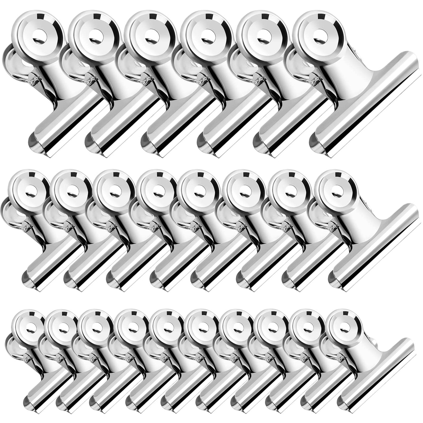 24 Pack Large Metal Hinge Clips,3 Sizes Bulldog Clips,Large Bull Clips,Stainless Steel Chip Clips Bag Clips Food Clips,Binder Paper Clip Clamp for Food Bag,Pictures,Photos,Home Kitchen Office Supplies