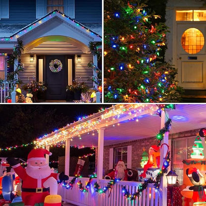27.5Ft C9 LED Christmas Lights Battery Operated with Remote, LED Multicolor Outdoor Christmas Tree Lights Waterproof with 8 Mode Twinkle, for Christmas Tree Stair Yard Home Decor, 50 Bulbs