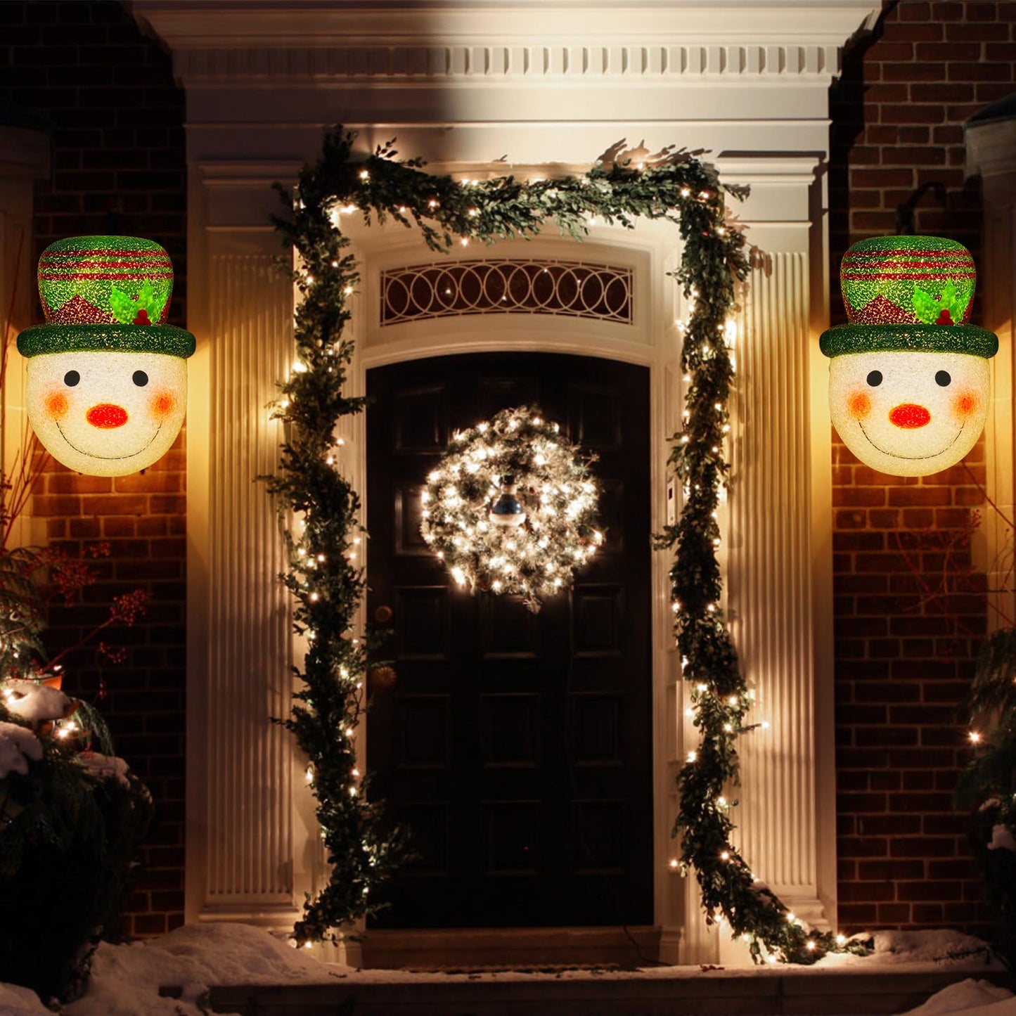 Hxezoc 2 Pack Christmas Snowman Porch Light Covers Good Light Transmission Lamp Covers for Christmas Front Yard, Garages, Garden, Porch Lamp Decoration