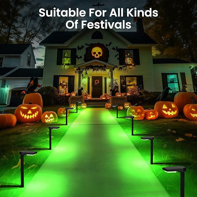 Solar Lights Outdoor, 2Pack Smart Pathway Lights with Color Changing &Sync, 9Modes (Warm/Cool White,RGB) for Driveway,Walkway,Garden,Yard,Fence,Patio,Lawn,Step Waterproof