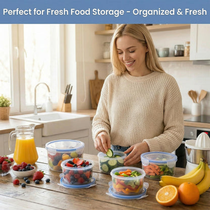 Food Storage Containers 4Pcs, Airtight and Leak-Proof, Airtight Plastic Containers, Leakproof Containers Set, Multi-Size for Kitchen and Meal Prep(Clear)