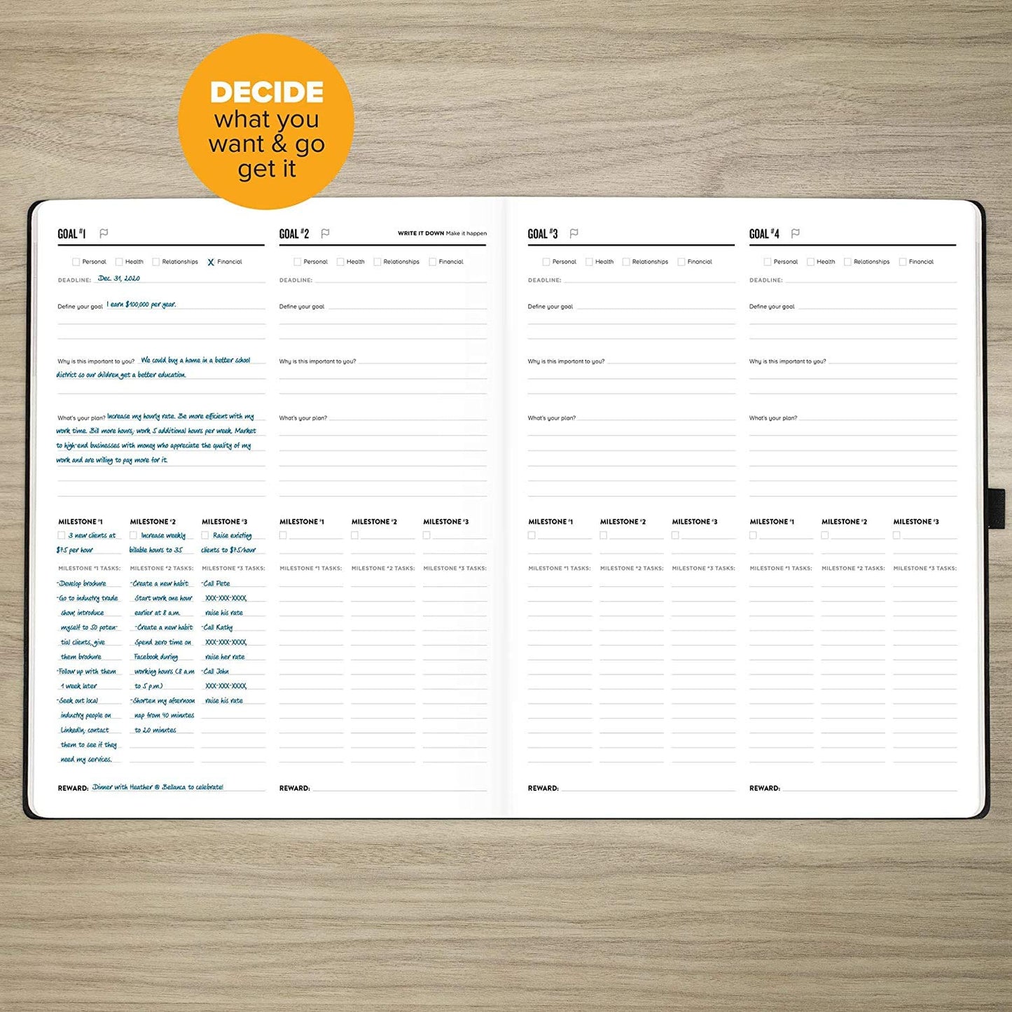 Get Stuff Done Planner for Productivity - 1 Year Undated Daily Planner, 8.5- x 11- - Sturdy & Smart Organizer for Goal Setting - Personal Organizer for Men & Women