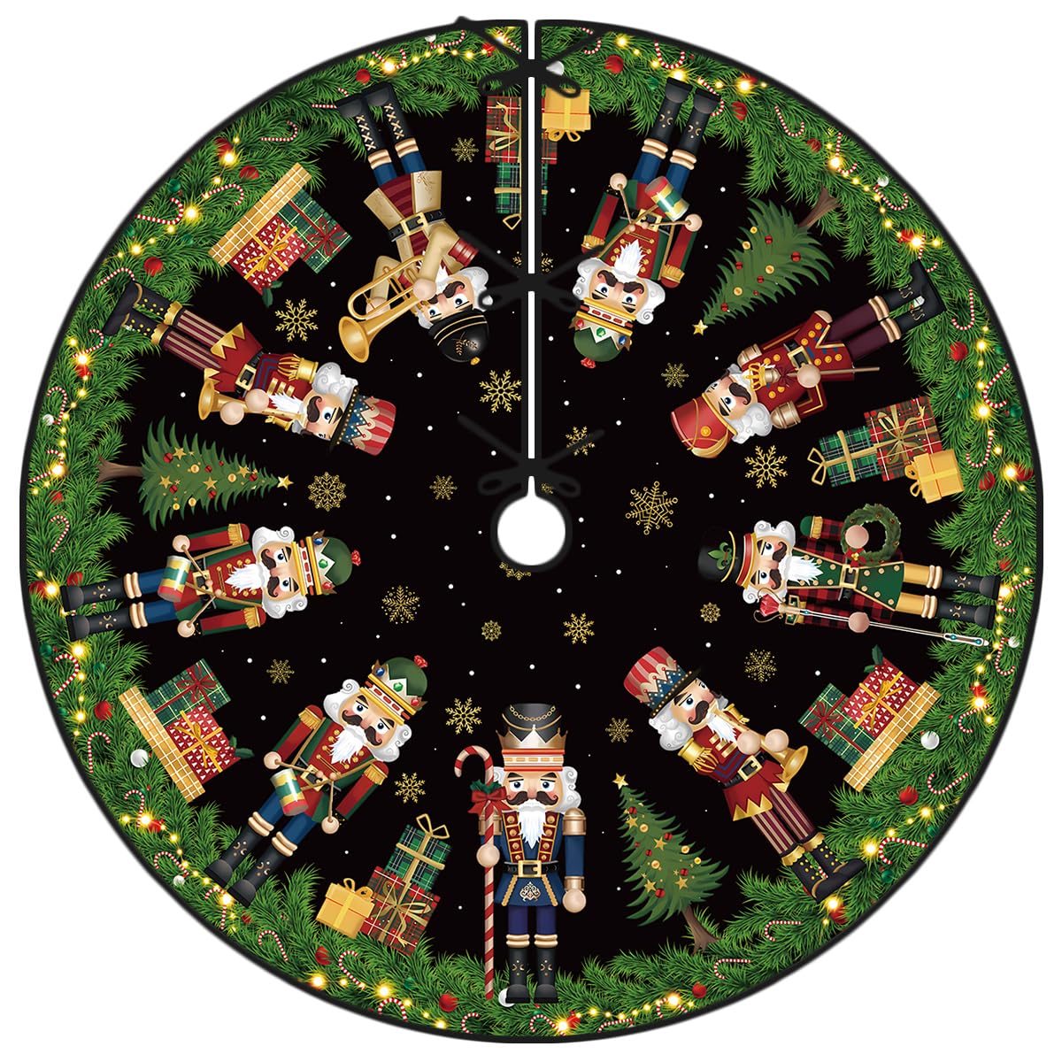 Nutcracker Christmas Tree Skirt 48 Inch Christmas Nutcracker Tree Collar New Year Winter Xmas Tree Decor Nutcracker Christmas Decorations for Home Party