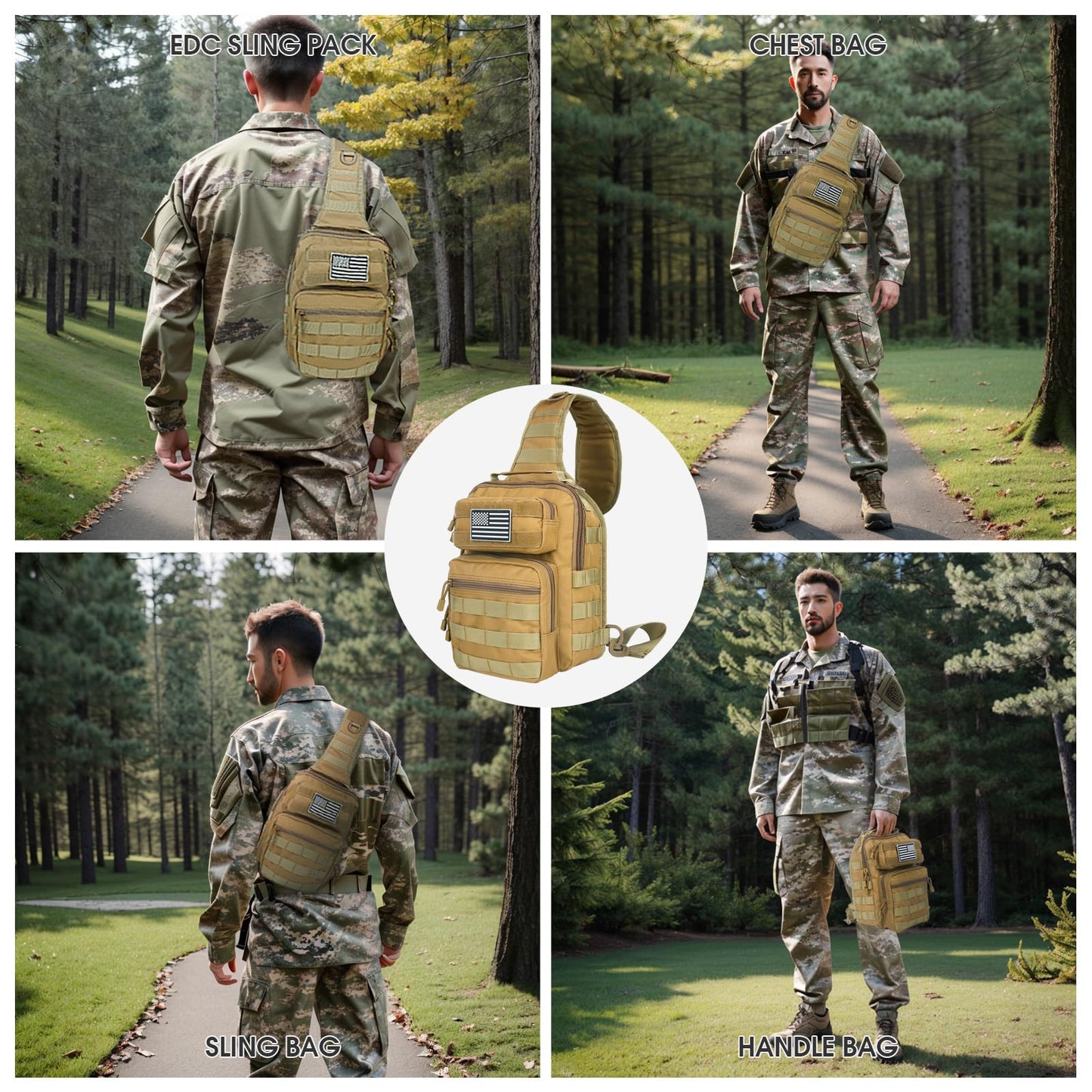 HAOMUK Tactical Sling Bag Backpack Military Rover Shoulder Sling Pack Small EDC Crossbody Chest Bag for Men
