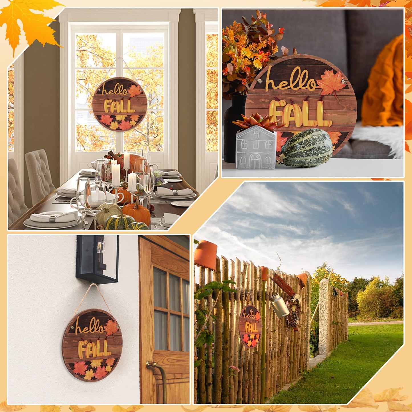 Bucherry Two Sided Fall Winter Door Sign 3D Thickened Wooden Reversible Fall Thanksgiving Decor Christmas Decorations Maple Leaves Snowflakes Welcome Door Sign for Autumn Winter Yard Home Decorations