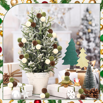 Syhood 12 Set 7.9 Inch Christmas Ball Picks and Sprays Shatterproof Xmas Brown Dark Green Beige Ball Ornaments on Wired Picks for Christmas Tree Vase Wreath Stairs Garland Decoration Supplies