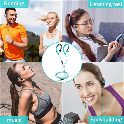 mucro Sport Headphones Wired Running Earphones with Earhook (3.5mm, Blue)