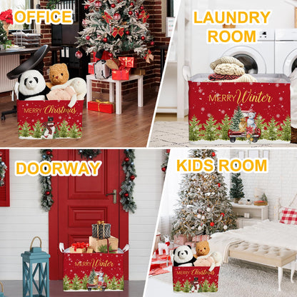 Christmas Snowman Storage Basket, Snowman Storage Box for Nursery Toy and Costume, Christmas Waterproof Rectangular Fabric Box, Cute Winter Snowman Decor Storage Basket, Christmas Party Decor Gifts