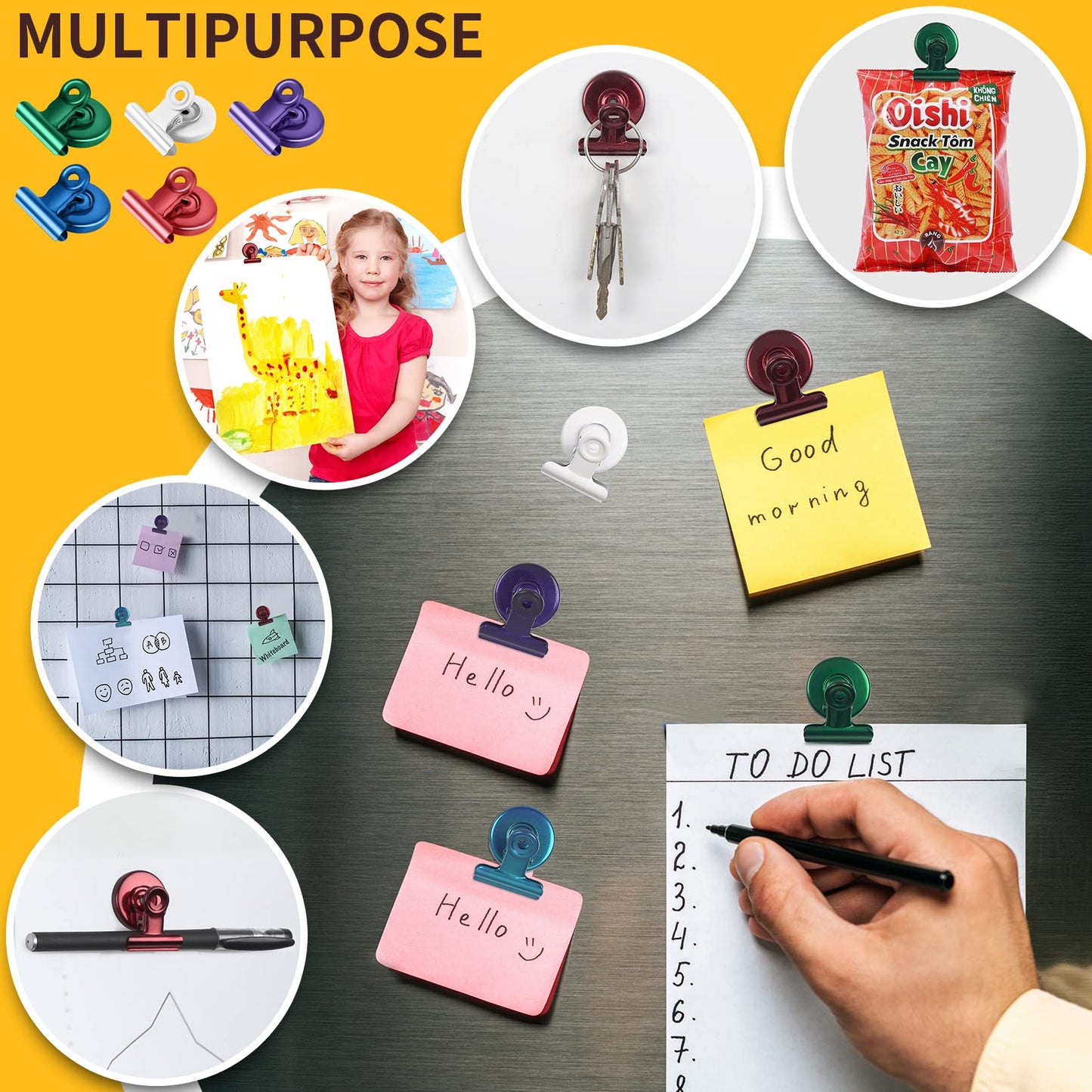 VNDUEEY 20 Pack Fridge Magnets Refrigerator Magnets, Strong Magnetic Clips Heavy Duty, Magnet Clips for Whiteboard, Magnets for Fridge Locker Office Accessories (White)