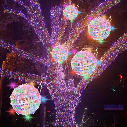 Outdoor Christmas Balls Lights Tree Lights Waterproof, 4 Pack 7.87" LED Hanging Globe Sphere Lights with 8 Lighting Modes Memory Timer Plug for Party Wedding Xmas Porch Patio Garden Yard Decorations