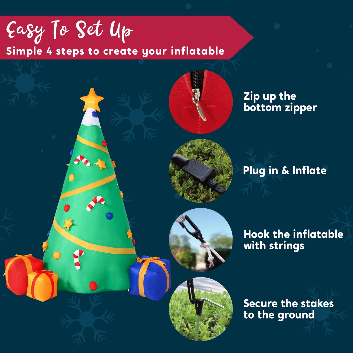 Joiedomi 8 FT Tall Christmas Inflatables Tree Decoration, Lighted Giant Christmas Tree with Build-in Projection Blow Up Self-Inflatables for Xmas Party Indoor, Outdoor, Yard, Garden, Lawn Décor