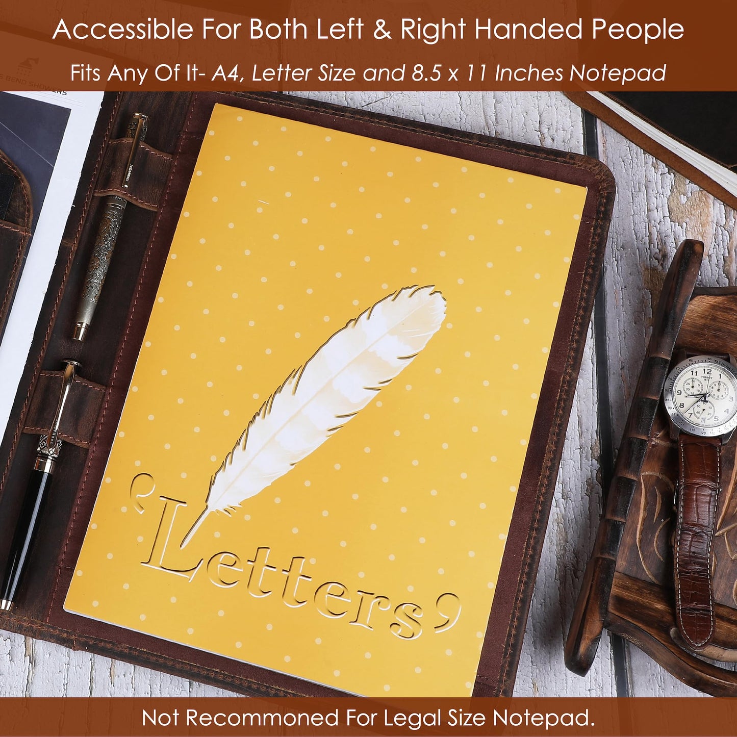 TheAntiq Leather Portfolio Organizer Professional Leather Padfolio for Men and Women A4 Document Folder Resume Holder Legal Pads 8.5 x 11 Padfolio Executive Writing Pad and Document Organizer Brown