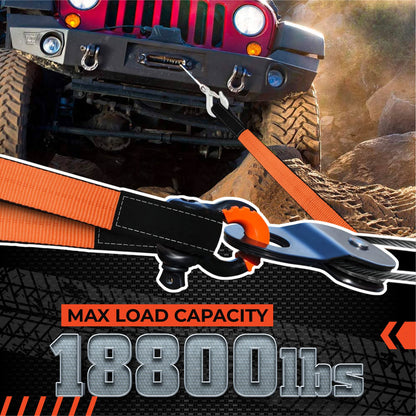 2 Pack 2”x15FT Supper Sturdy Lift Sling Straps, 18800 Pound Capacity Heavy Duty Eye-Eye Nylon Strap for Hoist, 2-Ply Polyester Rigging Straps, Tree Saver Recovery Straps Web Sling Winch