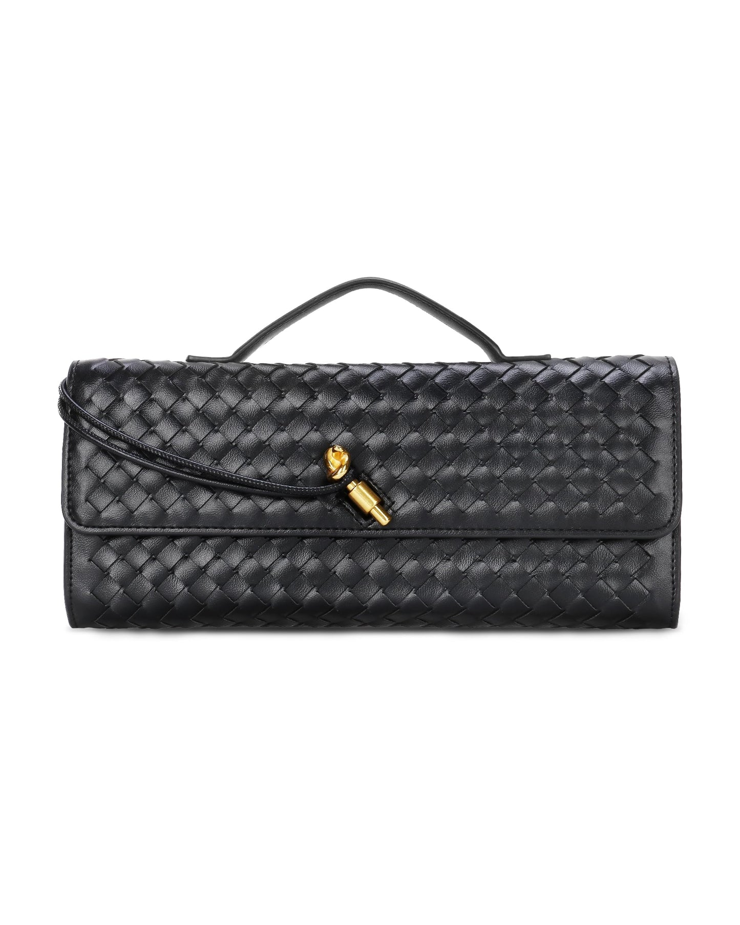 Trendy Woven Evening Clutch Purses,Women Underarm Shoulder Handbag,Cute Satchels Crossbody Purse PU Leather Wallet Clutch Purses for Women, Formal Satchel Leather Evening Bag Shoulder Handbag(Black)