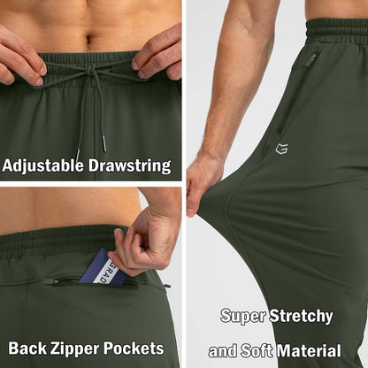 G Gradual Men's Sweatpants with Zipper Pockets Tapered Joggers for Men Athletic Pants for Workout, Jogging, Running (Olive Green, X-Large)