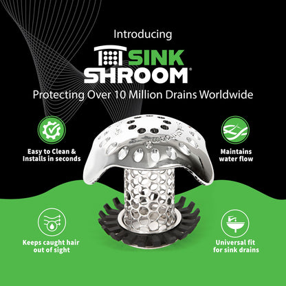SinkShroom Ultra Revolutionary Bathroom Sink Drain Protector, Stainless Steel with Stopper
