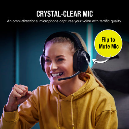 Corsair HS55 Wireless Multiplatform Lightweight Gaming Headset with Bluetooth - Dolby 7.1 Surround Sound - iCUE Compatible - PC, PS5, PS4, Nintendo Switch, Mobile - Black