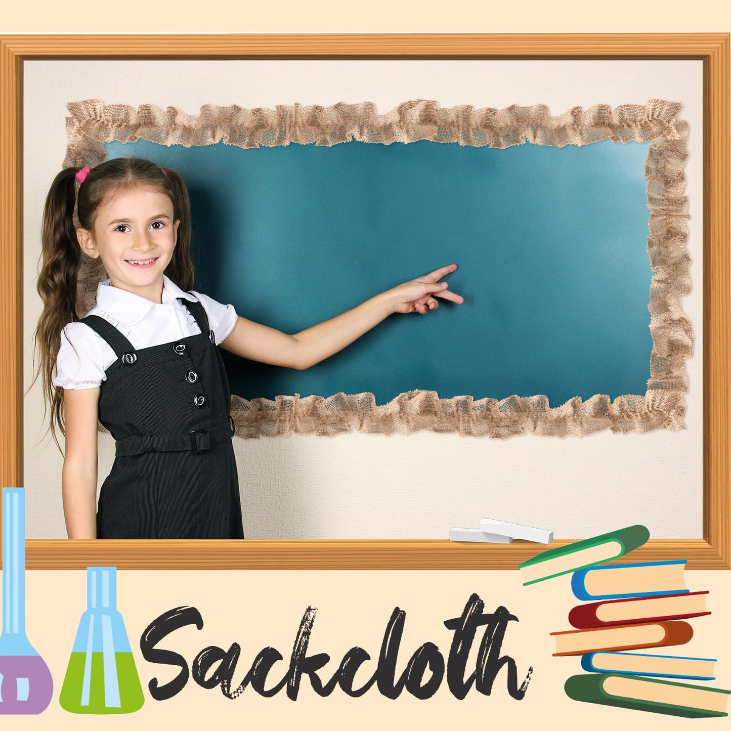 Fanfanwin 8 Rolls Burlap Ruffled Bulletin Board Borders for Classroom Decor Farmhouse Burlap Bulletin Board Trim DIY Crafts for Classroom Home Decoration, 2.2 x 40 Inch