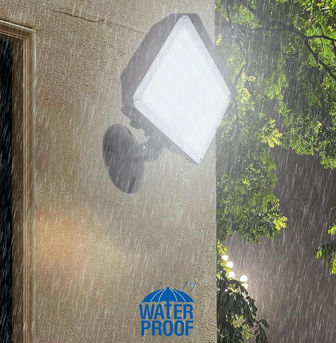 1Pack-Dusk to Dawn Outdoor 100W LED Flood Light with Knuckle&Plate, 3000K/4000K/5000K Color Selectable, 14000LM 1000W Equiv., ETL Commercial LED Floodlight, Outdoor Security Lighting for Parking Lot