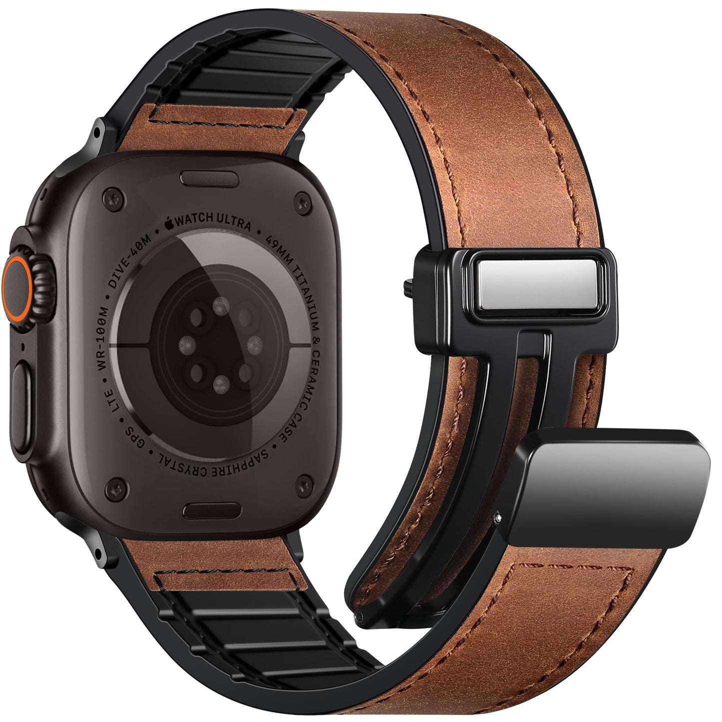 Charlam Magnetic Leather Bands Compatible with Apple Watch Bands 49mm 46mm 45mm 44mm 42mm 41mm 40mm 38mm Men Women,Genuine Leather Straps for iWatch Bands Ultra 3/2/1 SE Series 11 10 9 8 7 6 5 4 3 2 1