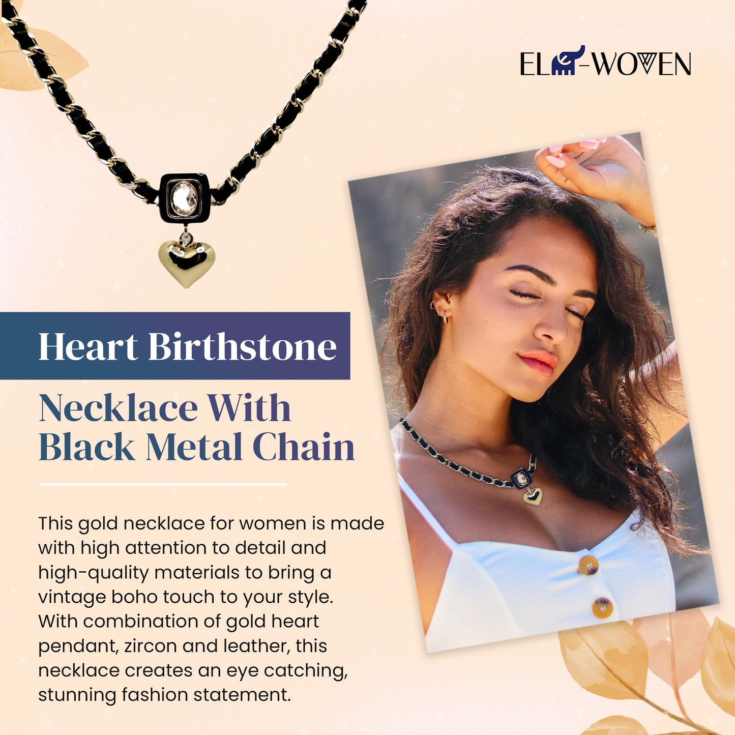Heart Pendant Necklace with Zircon - Cubic Zirconia Vintage Jewelry Leather Women's Necklace