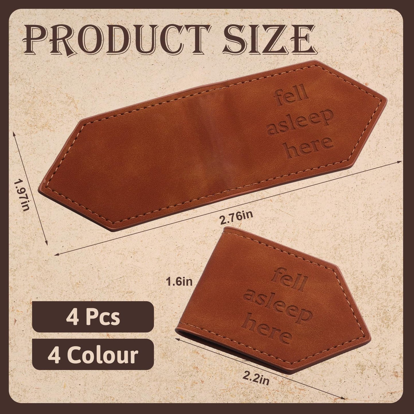 Skyygemm 4 Pcs Fell Asleep Here Magnetic Faux Leather Bookmark Leather Magnetic Bookmark Gift for Book Lovers, Reading Lovers, Teacher Gift for School Office Home Supplies